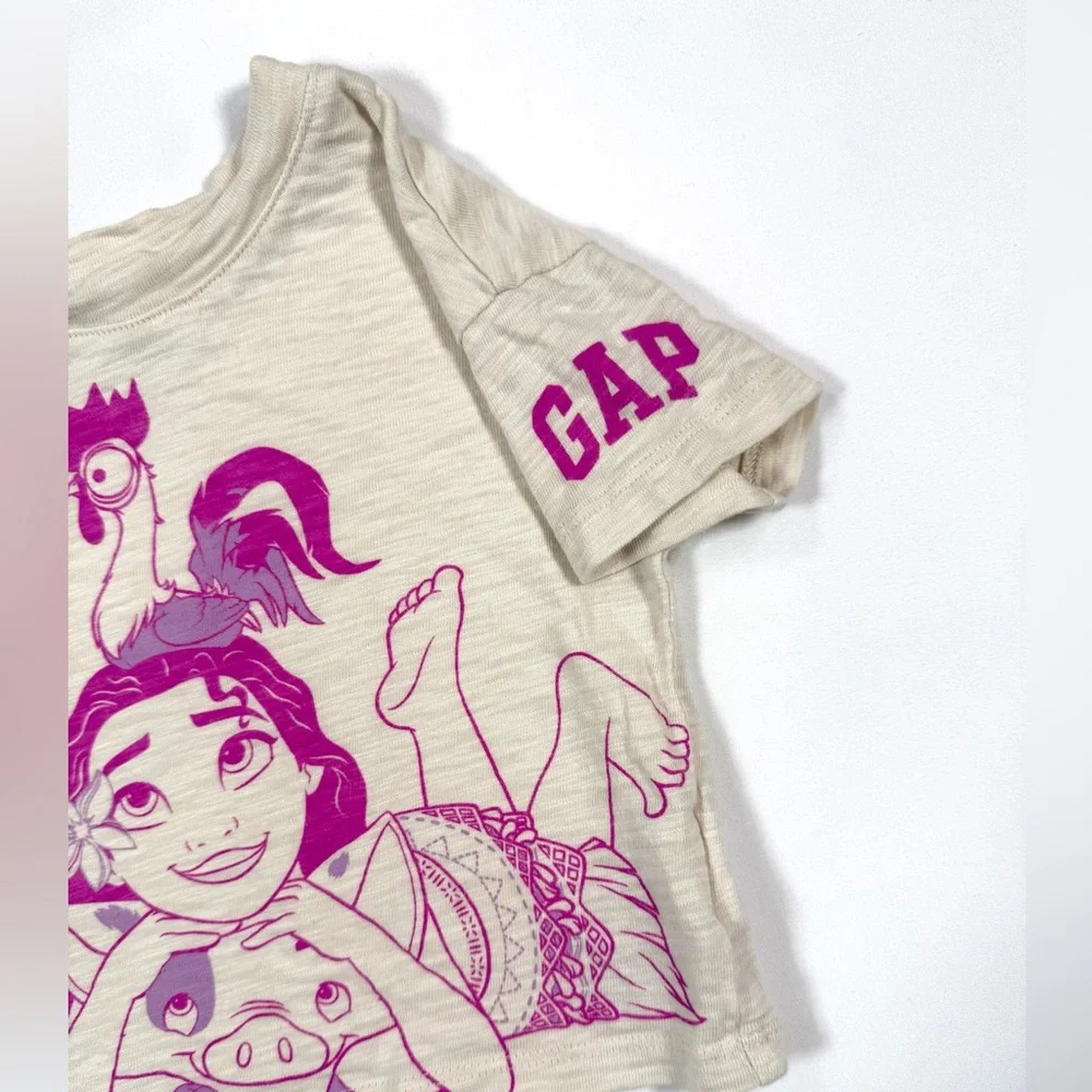 BABY GAP‎ DISNEY Moana Graphic T Shirt Cream Short Sleeve Size 12-18 Months